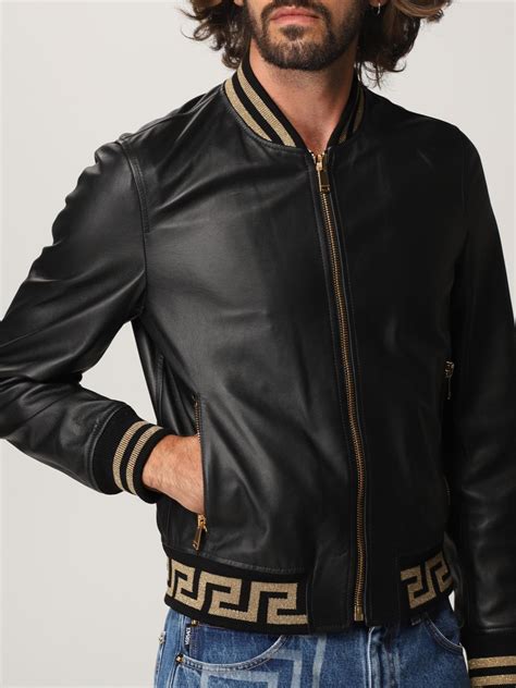 bomber giglio versace|Versace Leather Bomber Jacket .